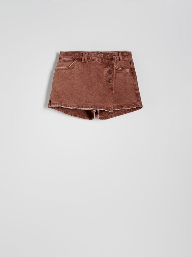 Reserved - Jeansowe spódnico-szorty - brązowy