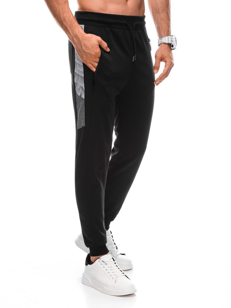 Spodnie męskie dresowe P1393 - czarne