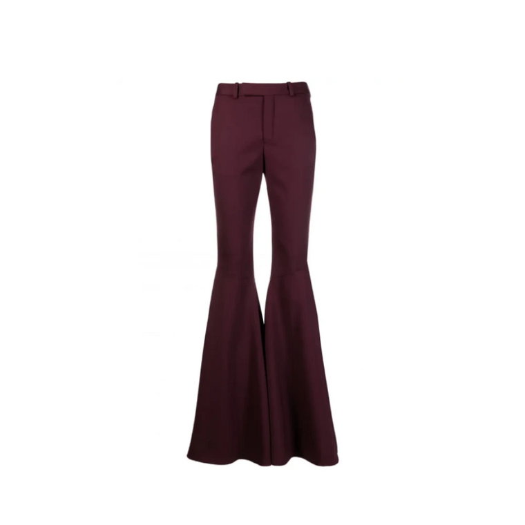 Flared Wool Blend Trousers Burgundy Saint Laurent