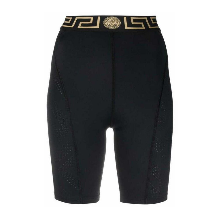 Czarneylonowe legginsy Versace