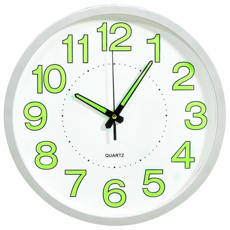 Fluorescencyjny zegar ścienny, biały, 30 cm kod: V-325167