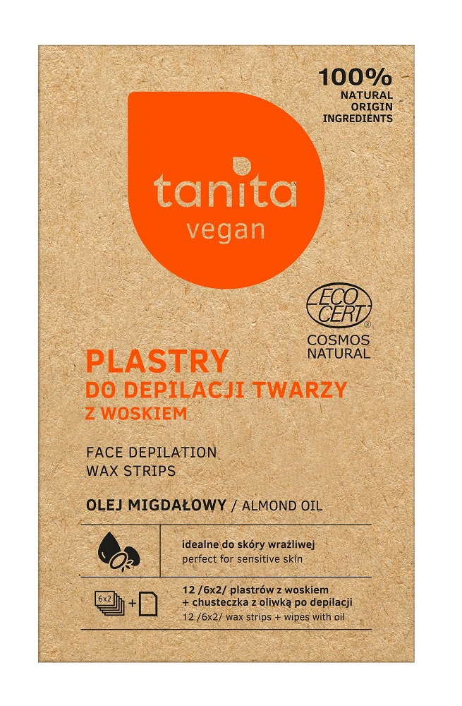 Tanita Vege - Plastry do depilacji twarzy z woskiem ecocert 12szt