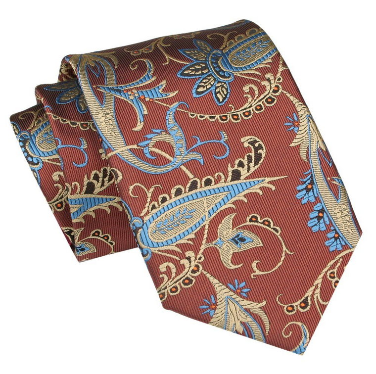 Męski Krawat Angelo di Monti - Jasny Brąz, Kolorowy Wzór