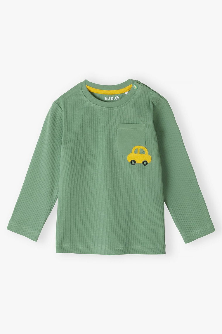 Zielona bluzka niemowlęca prążkowana z kieszonką