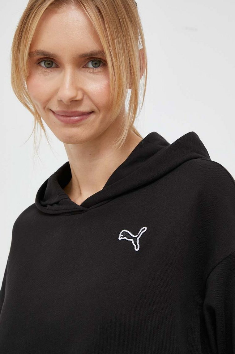 Puma bluza bawełniana BETTER ESSENTIALS męska kolor zielony z kapturem gładka 675978