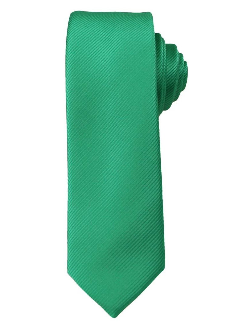 Krawat Męski, ŚLEDŹ (Wąski) w Delikatny Prążek - 5 cm - Angelo di Monti, Zielony