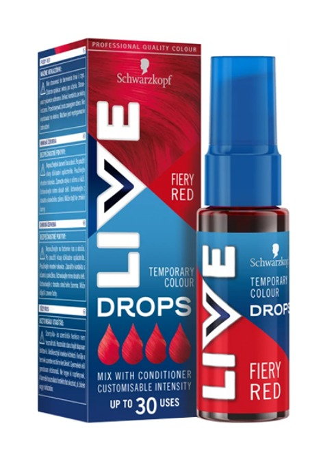 Schwarzkopf Live Drops Fiery Red - zmywanla farba do włosów 30 ml