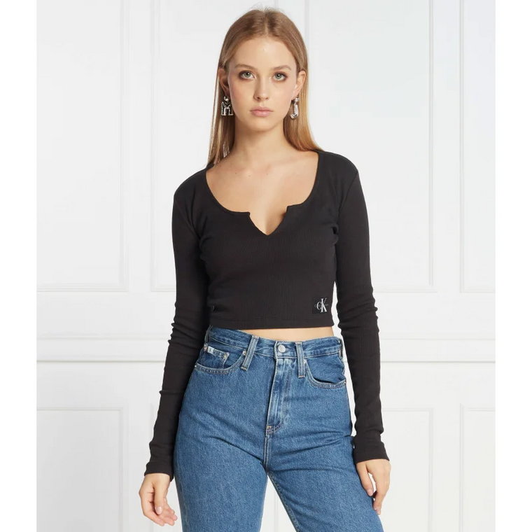 CALVIN KLEIN JEANS Top SPLIT COLLAR RIB | Regular Fit