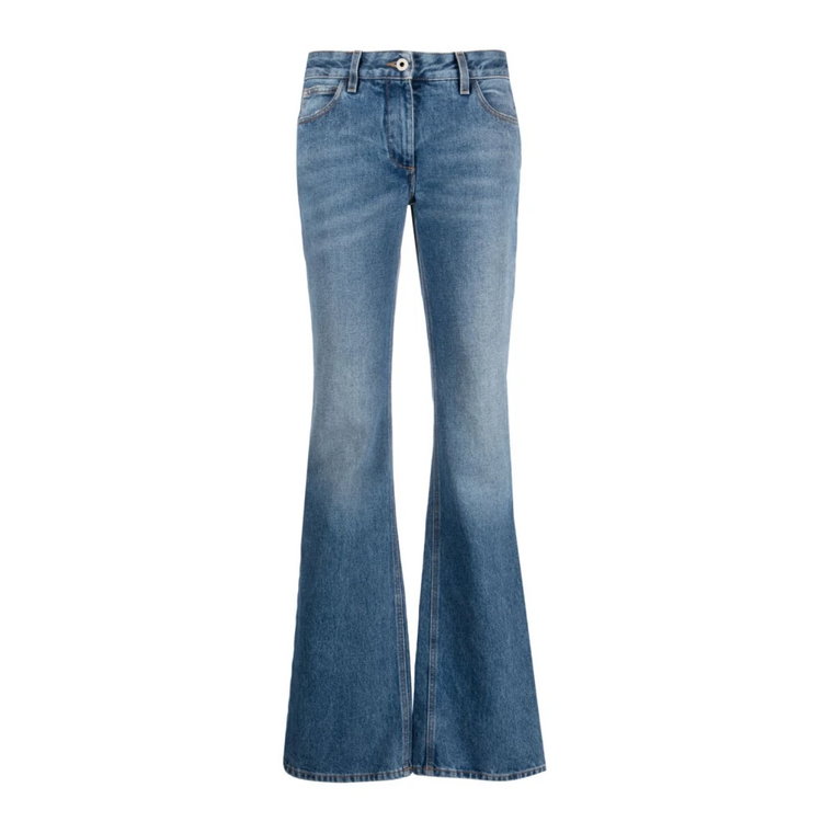Spodnie Slim-Fit Flare z Wyblakłego Niebieskiego Denimu Off White