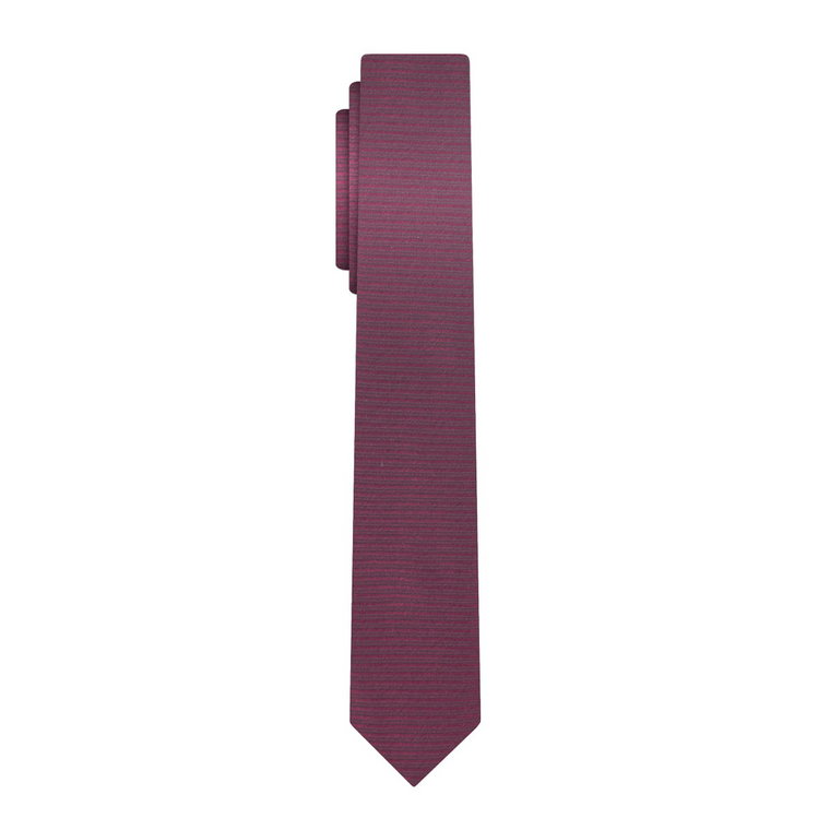 Krawat wąski bordowy w poziome paski "śledzik" EM 13