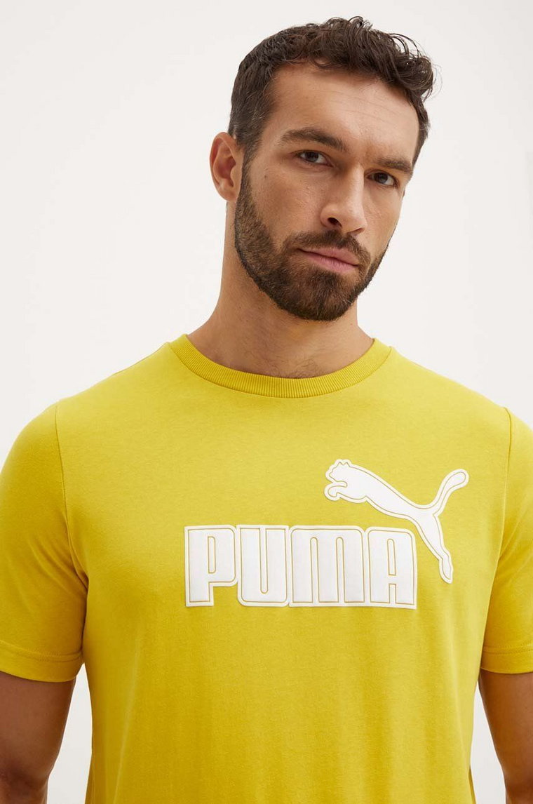 Puma t-shirt męski kolor żółty z nadrukiem 681861