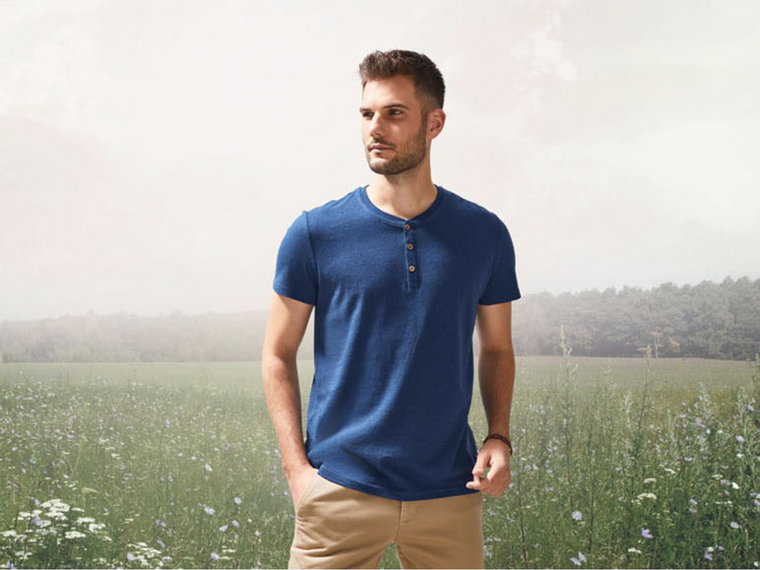 LIVERGY T-shirt męski, krój dopasowany, z bawełną organiczną
