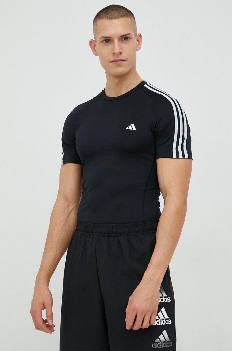 adidas Performance t-shirt treningowy Techfit 3-Stripes kolor czarny z aplikacją  HD3525