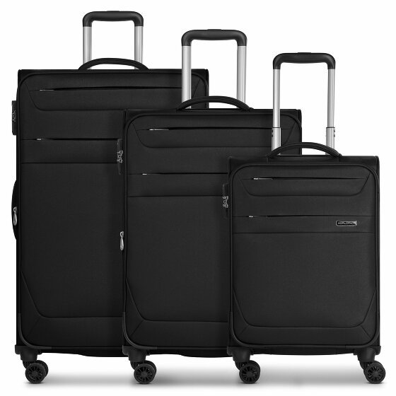 Worldpack Chicago 4 kółka Zestaw walizek 3-części z plisą rozprężną black