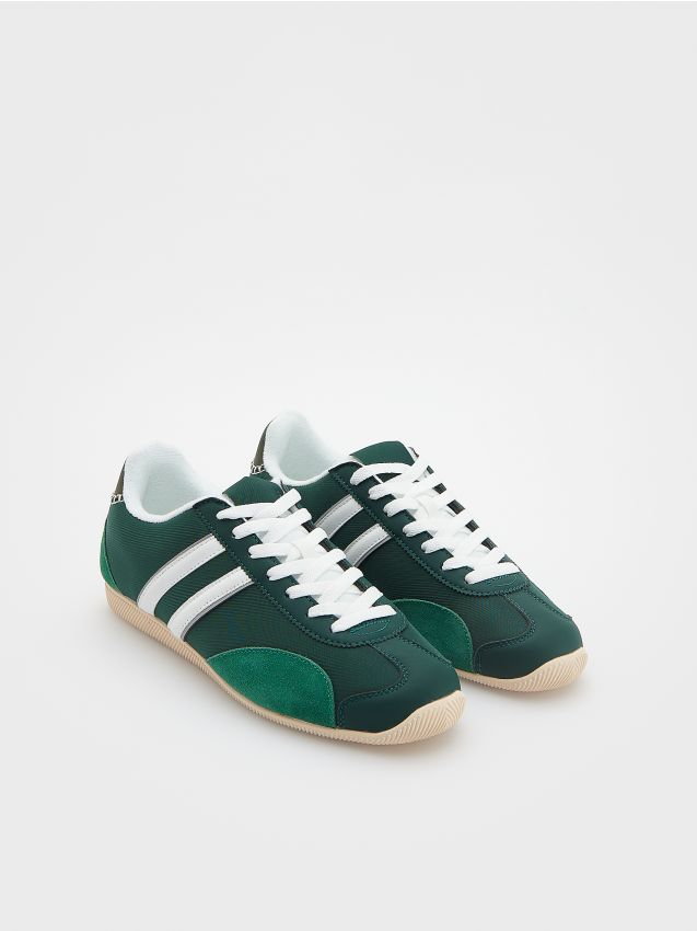 Reserved - Sneakersy z łączonych materiałów - zielony