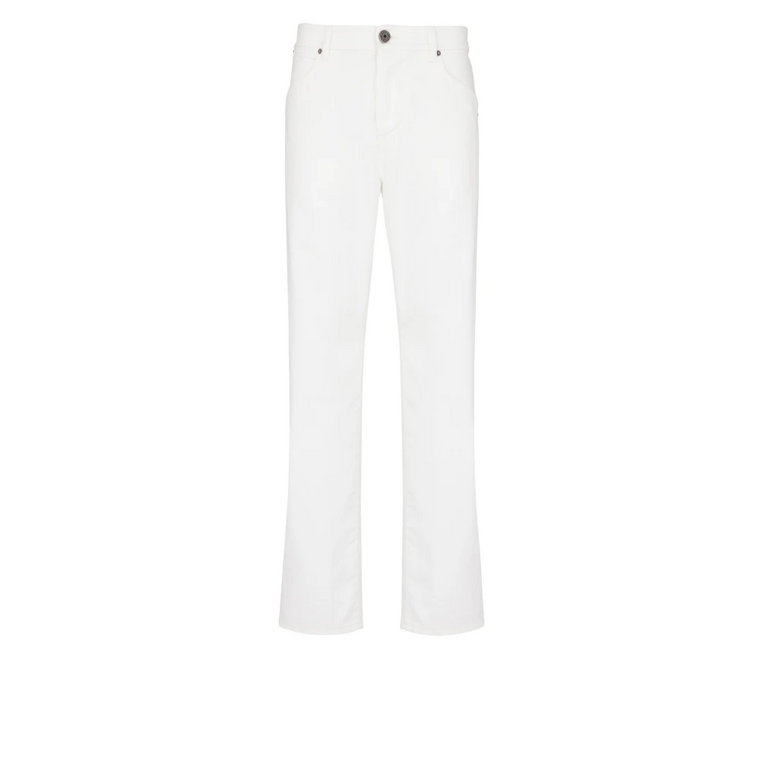 Białe jeansy z denimu Balmain