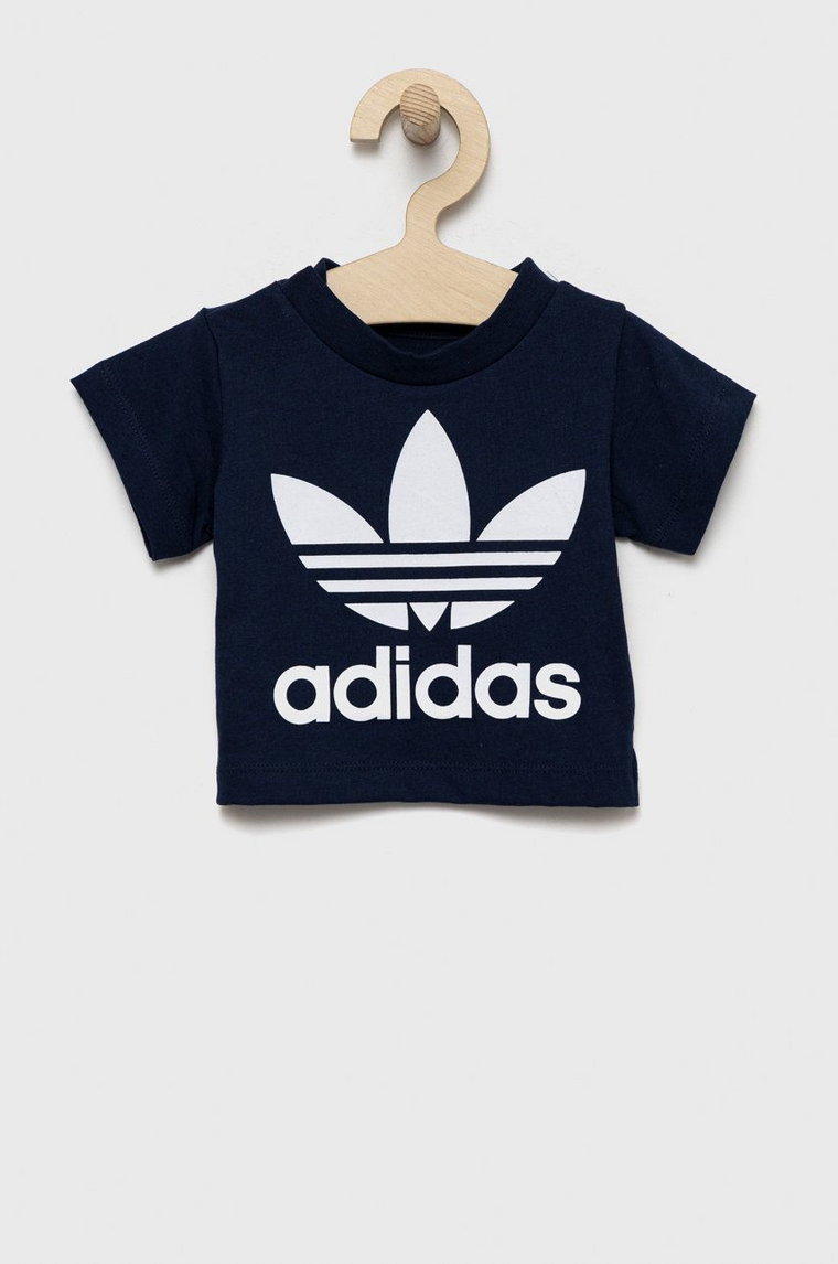 adidas Originals t-shirt bawełniany dziecięcy kolor granatowy z nadrukiem