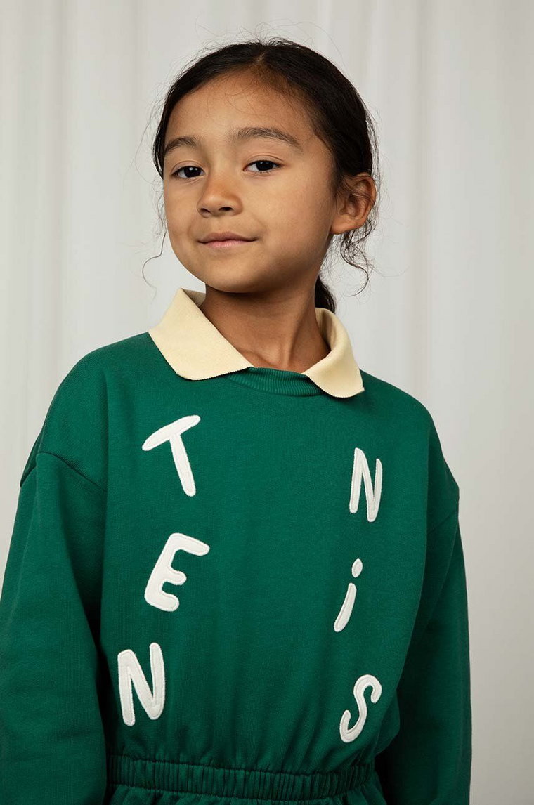 Mini Rodini bluza bawełniana dziecięca  Tennis kolor zielony z nadrukiem