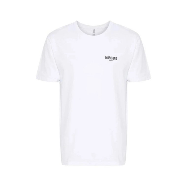 Biała Koszulka z Logo z Bawełny Moschino