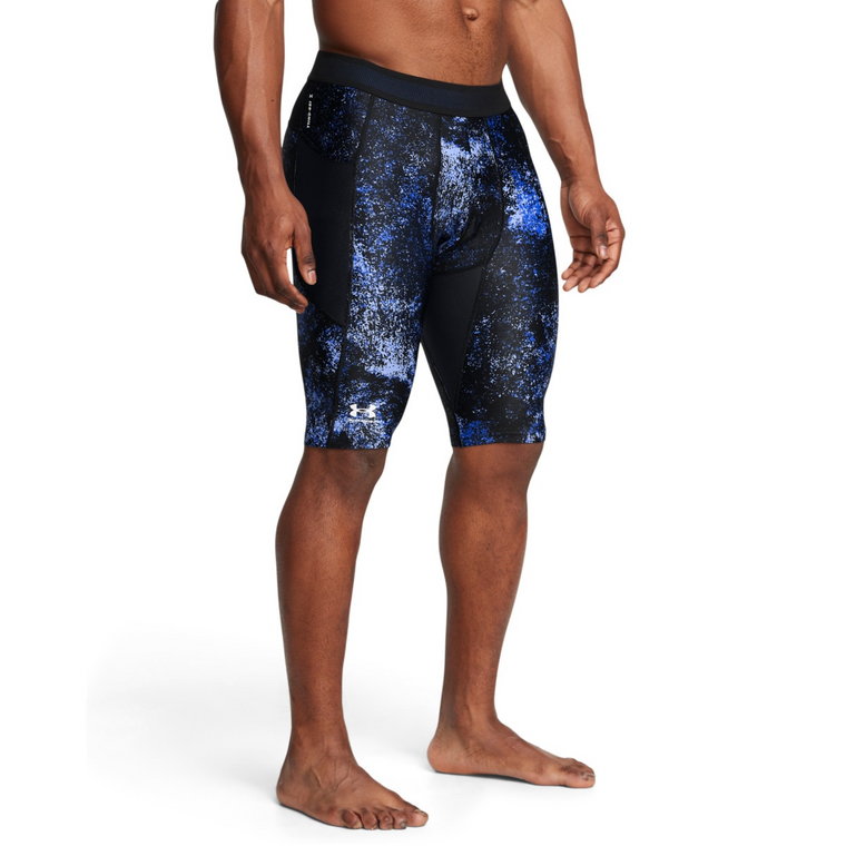 Męskie legginsy krótkie treningowe Under Armour UA Hg Isochill Prtd Lg Sts - granatowe