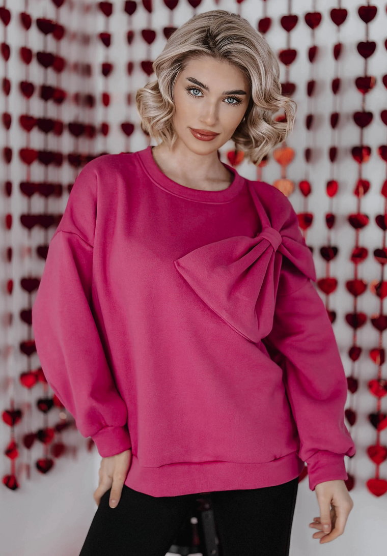 Bluza oversize z kokardą Sweet Bow różowa Jeden rozmiar