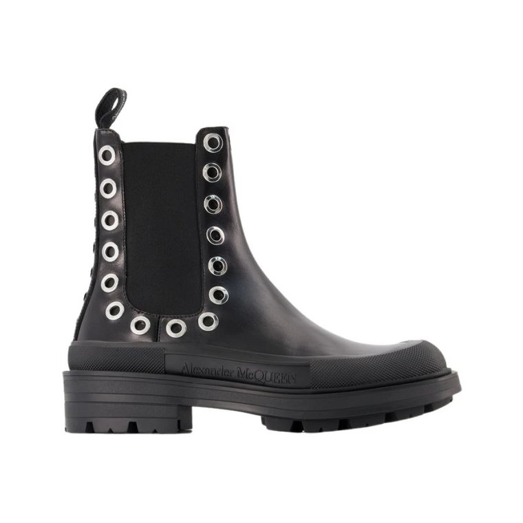 Tread Slick Ankle Boots - Alexander Mcqueen - Czarny/White - Leather Alexander McQueen