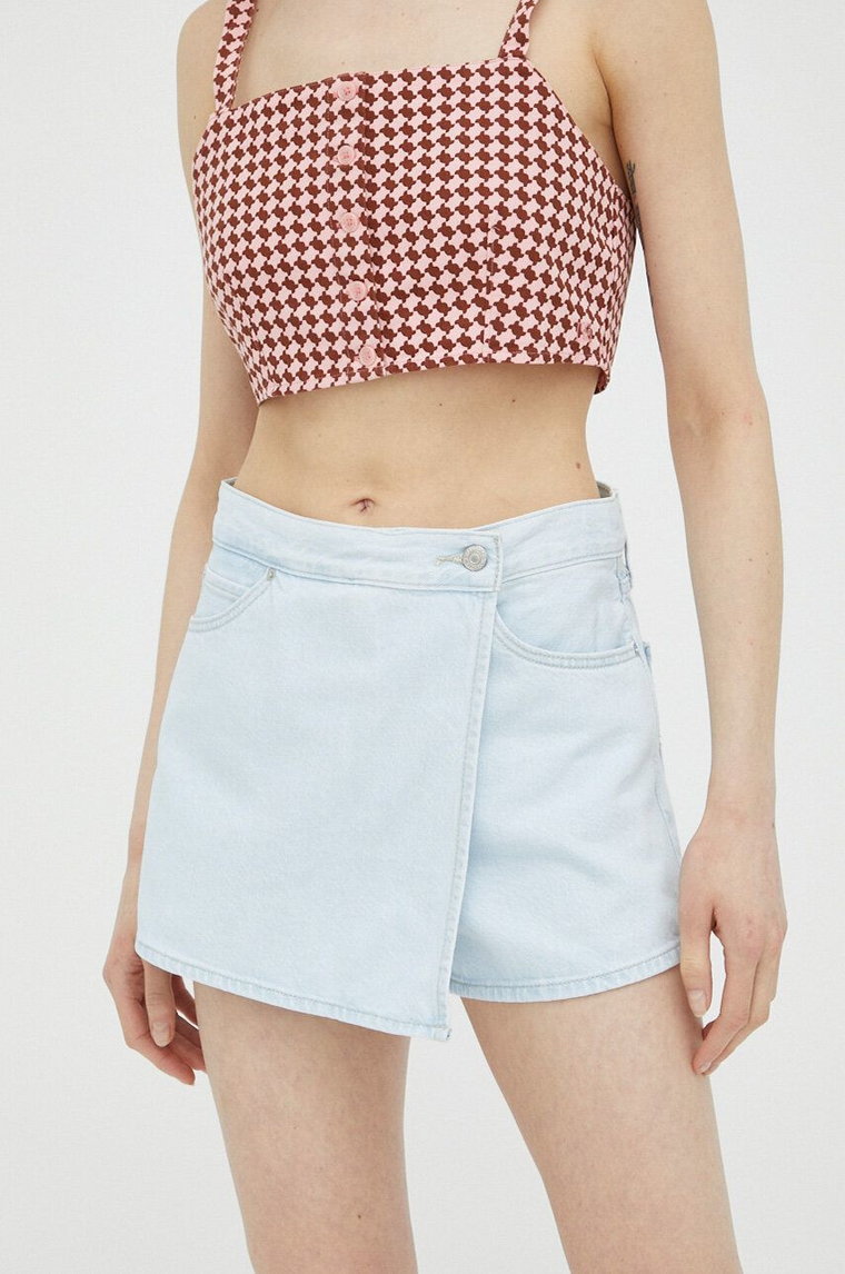 Levi's szorty jeansowe damskie kolor niebieski gładkie high waist