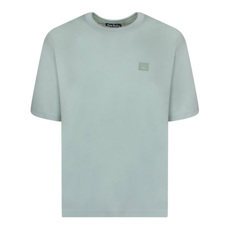 Zielony T-shirt z logo twarzy Acne Studios