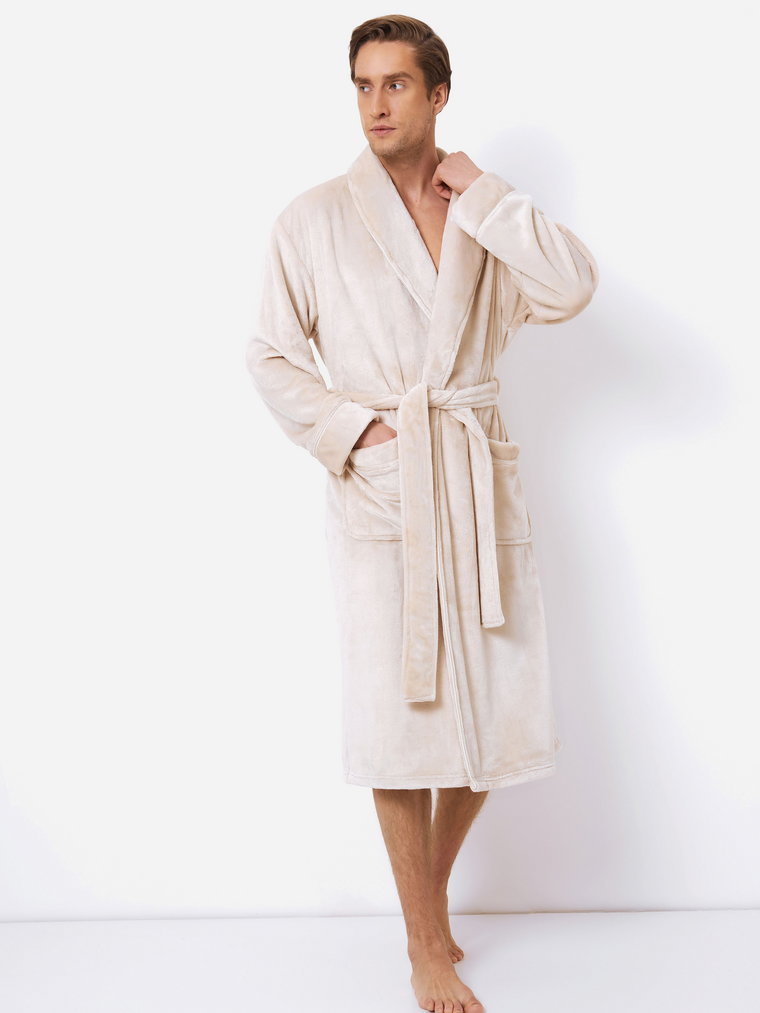 Szlafrok Aruelle Henry bathrobe L Kremowy (5905616144931). Szlafroki męskie