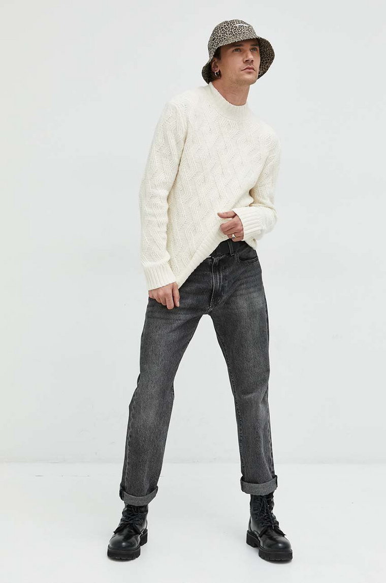 Abercrombie & Fitch sweter męski kolor biały