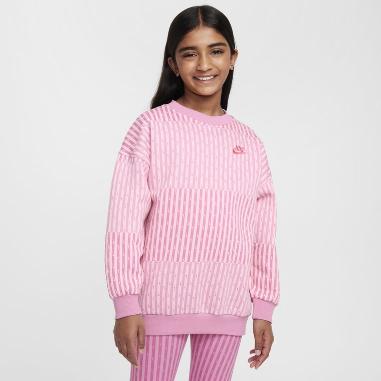 Bluza dresowa dla dużych dzieci (dziewcząt) o kroju oversize Nike Sportswear Club Fleece - Zieleń