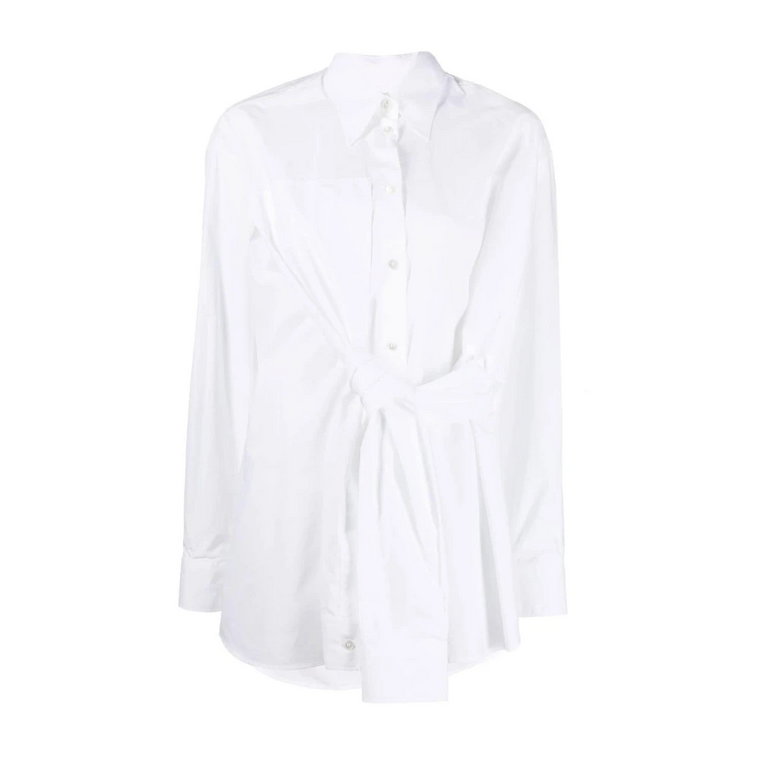Biała Bawełniana Zawiązywana Koszula MM6 Maison Margiela