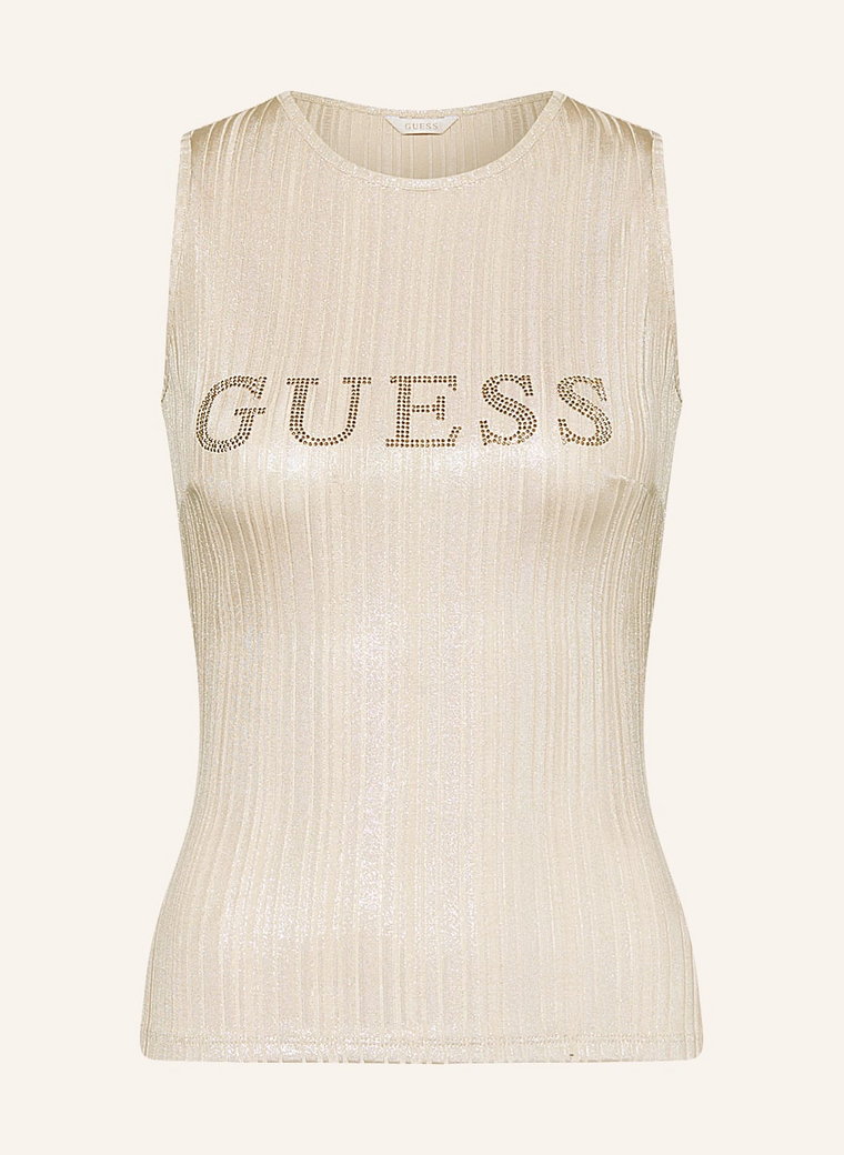 Guess Top Cristina Z Ozdobnymi Kamykami beige