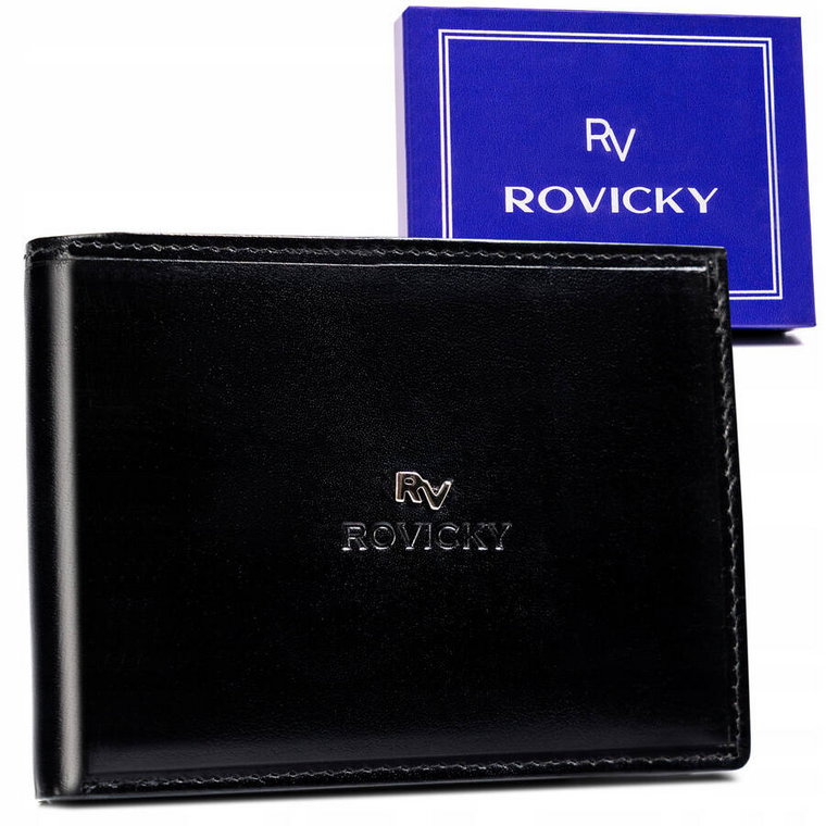 Klasyczny, skórzany portfel męski bez zapięcia - Rovicky