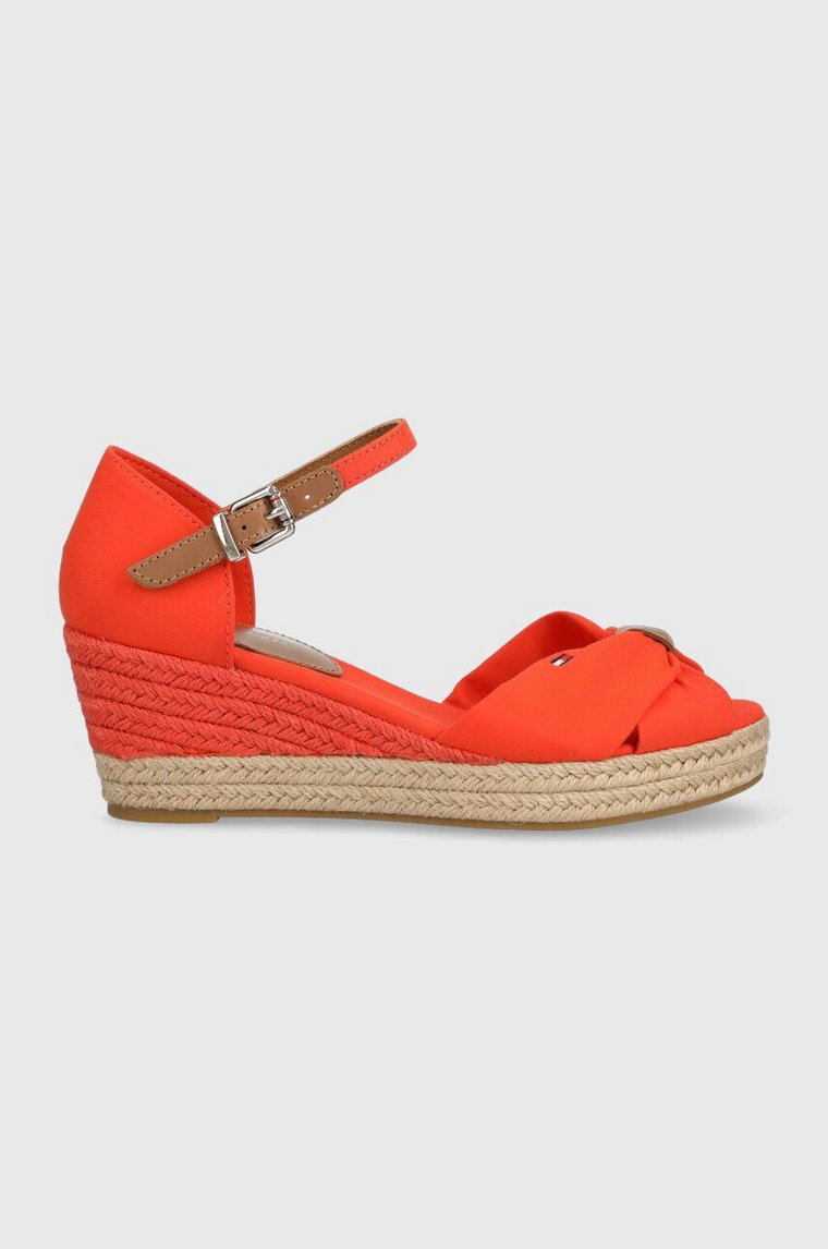 Tommy Hilfiger sandały BASIC OPENED TOE MID WEDGE kolor pomarańczowy FW0FW04785