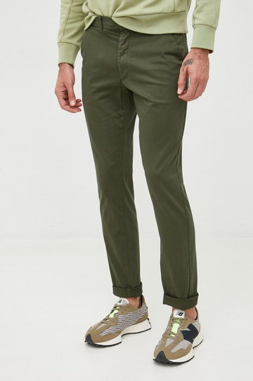 Calvin Klein spodnie męskie kolor zielony w fasonie chinos