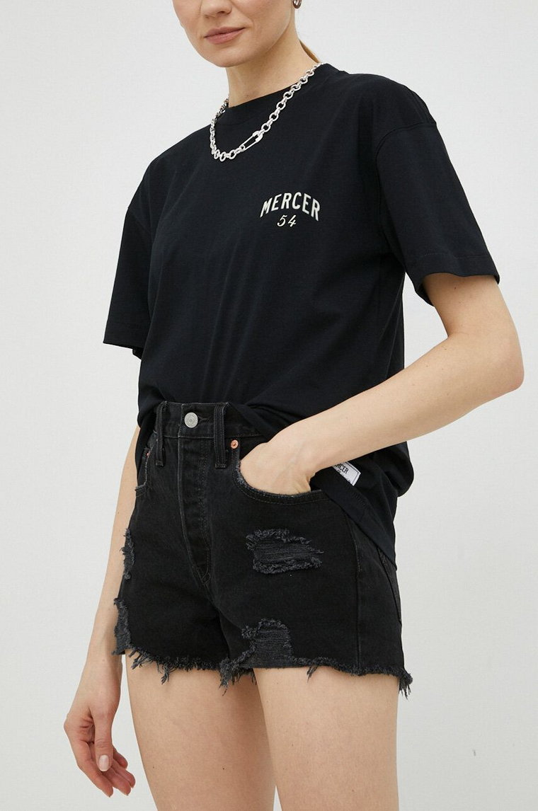 Levi's szorty jeansowe damskie kolor czarny gładkie high waist