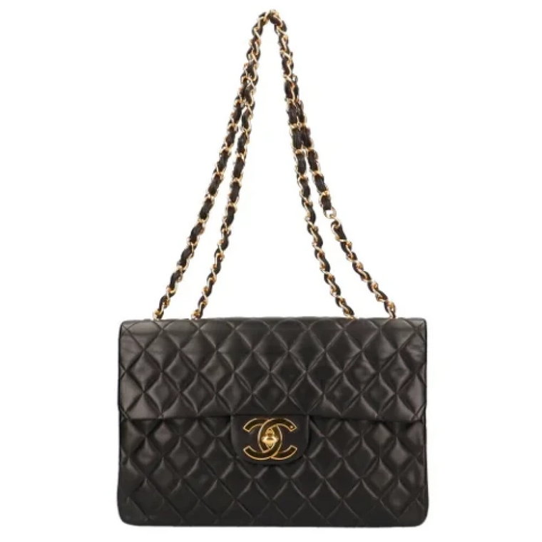 Używana Czarna Skórzana Torba Chanel Flap Chanel Vintage