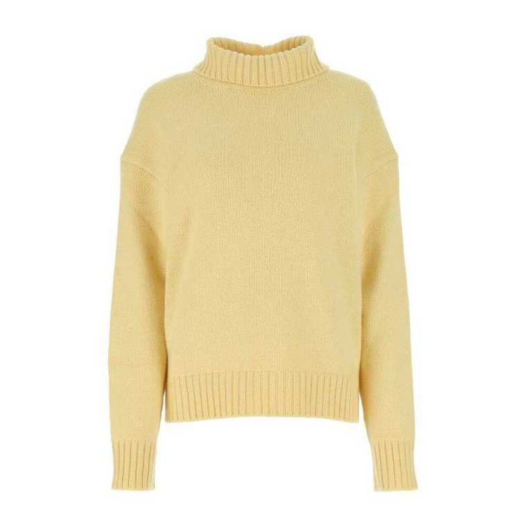 Oversize Sweter z Kaszmiru w Pastelowej Żółci Jil Sander