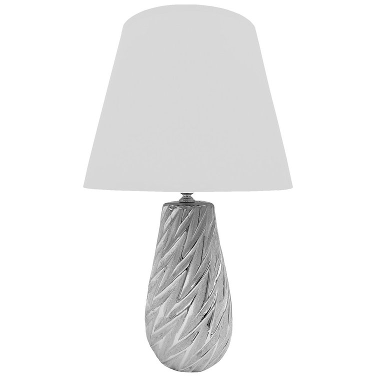 Lampa nocna nowoczesna srebrna stołowa glamour 41 cm