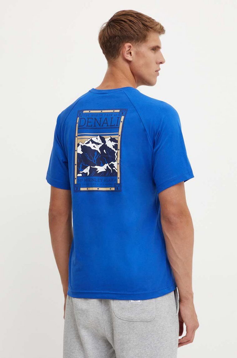 The North Face t-shirt bawełniany S/S North Faces Tee męski kolor niebieski z nadrukiem NF0A87NUCZ61