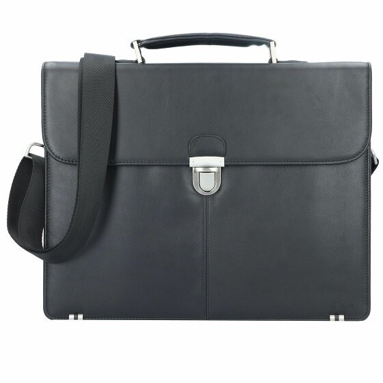 Esquire Oxford Briefcase Leather 40 cm Laptop Compartment schwarz