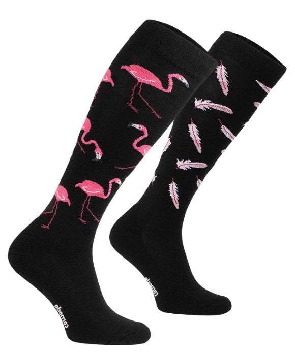 Bawełniane Kolorowe PODKOLANÓWKI jeździeckie - pink FLAMINGO LOVER SJBW