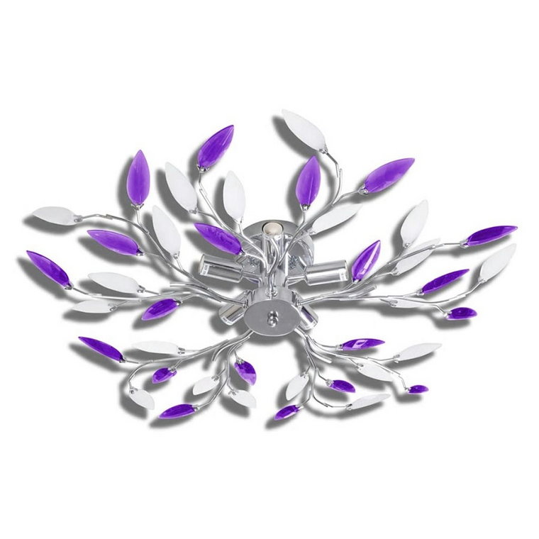 Lampa wisząca z akrylowymi kryształowymi liśćmi fiolet i biel kod: V-241477