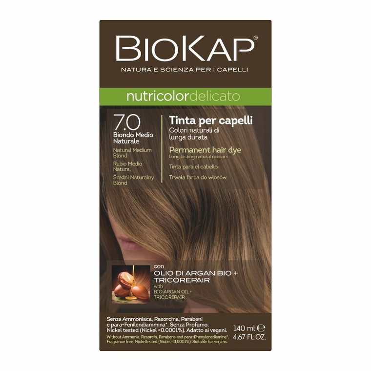 Biokap Nutricolor Delicato Farba Do Włosów 7.0 Średni Blond 140 ml