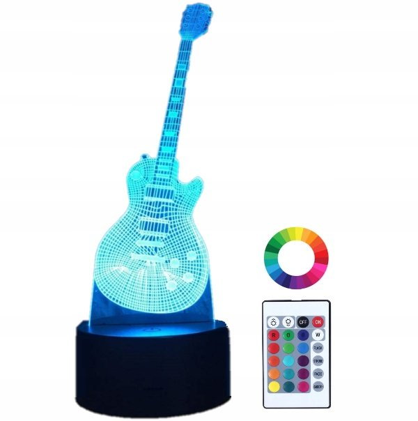 Lampka Nocna 3D Led Gitara Elektryczna Grawer