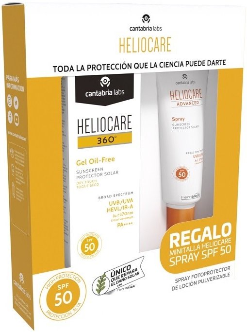 Zestaw Heliocare 360 Oil Free Żel do skóry mieszanej i tłustej SPF 50 ml + Spray przeciwsłoneczny SPF 50 75 ml (8436574363449). Kosmetyki do ochrony przeciwsłonecznej