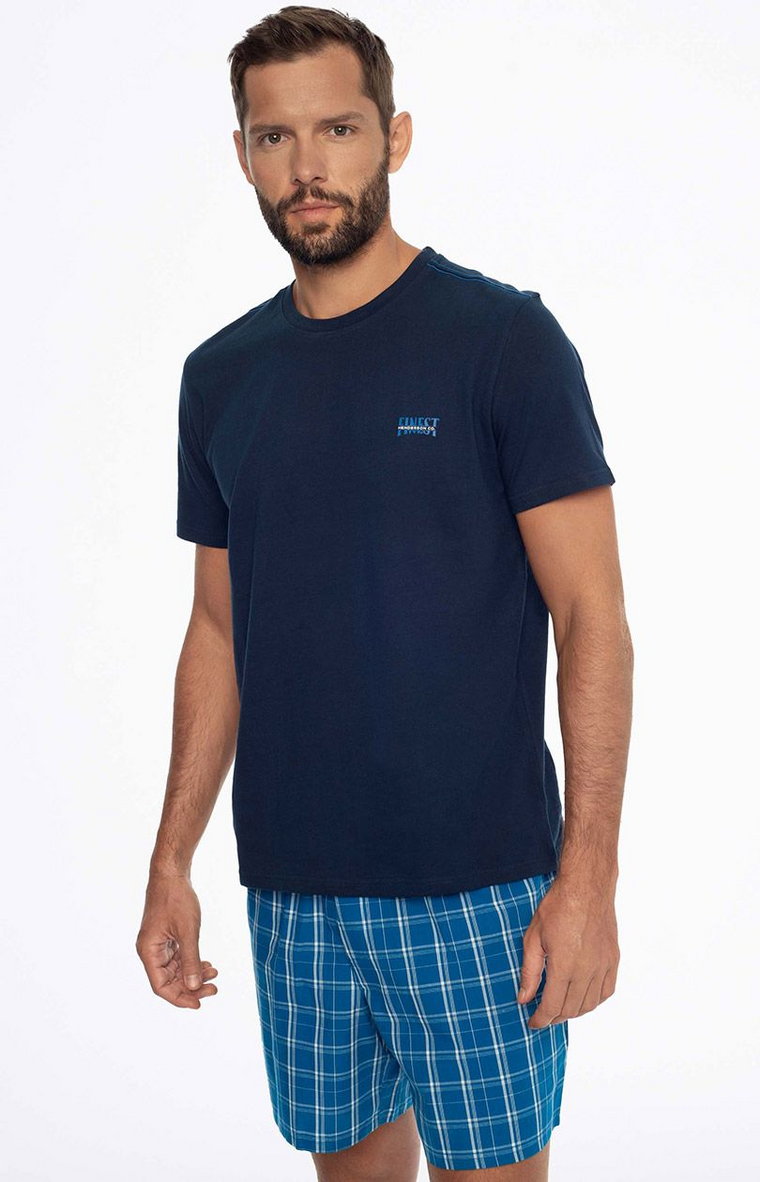 Bawełniana piżama męska Ever 41289-59X, Kolor granatowo-niebieski, Rozmiar 2XL, Henderson