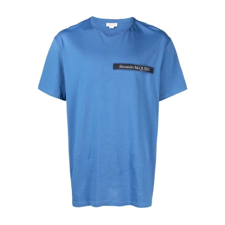 Niebieska Koszulka z Logo dla Mężczyzn Alexander McQueen