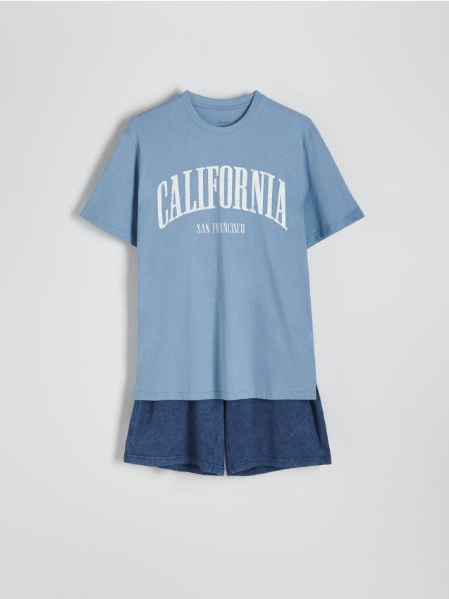Reserved - Dwuczęściowa piżama z nadrukiem - jasnoniebieski